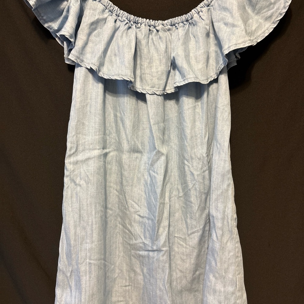 Lulu's Light Blue Off-Shoulder Ruffle Mini Dress
